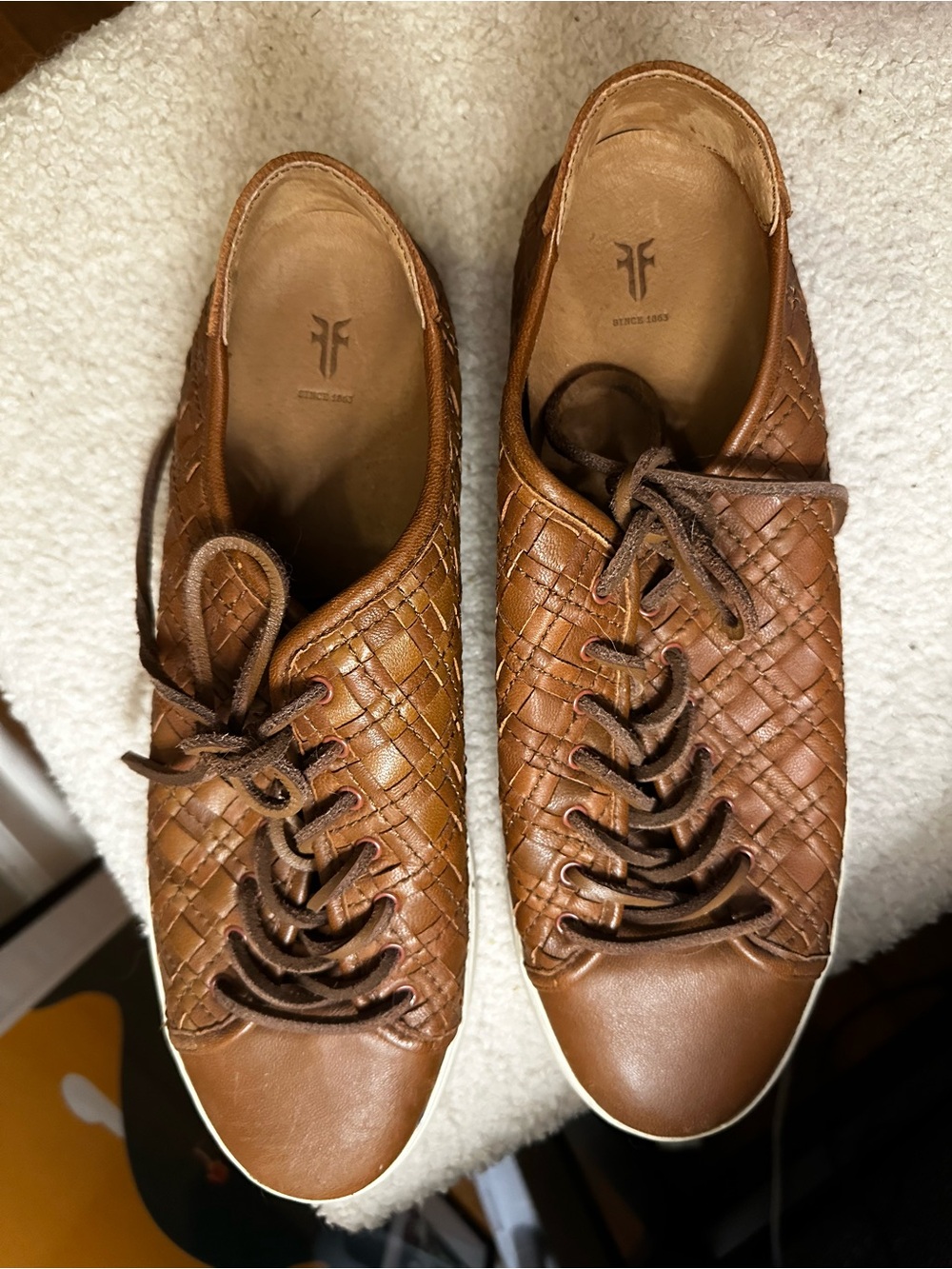 Frye Woven Leather Lace-Up Sneakers - Brown